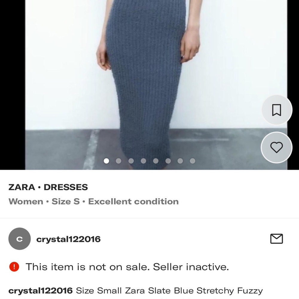 Zara Slate Blue Ribbed Knit Midi Dress